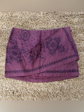 Free People Purple Patterned boho bandana mini skirt sz 6
